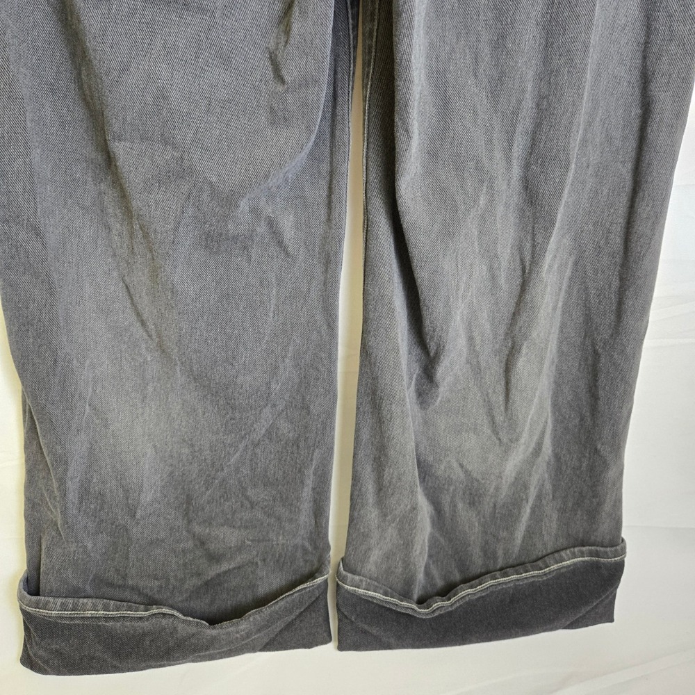 Halara Flex High Waisted Pockets Rolled Hem Wide Leg Washed Casual Jeans Gray M - Picture 10 of 10